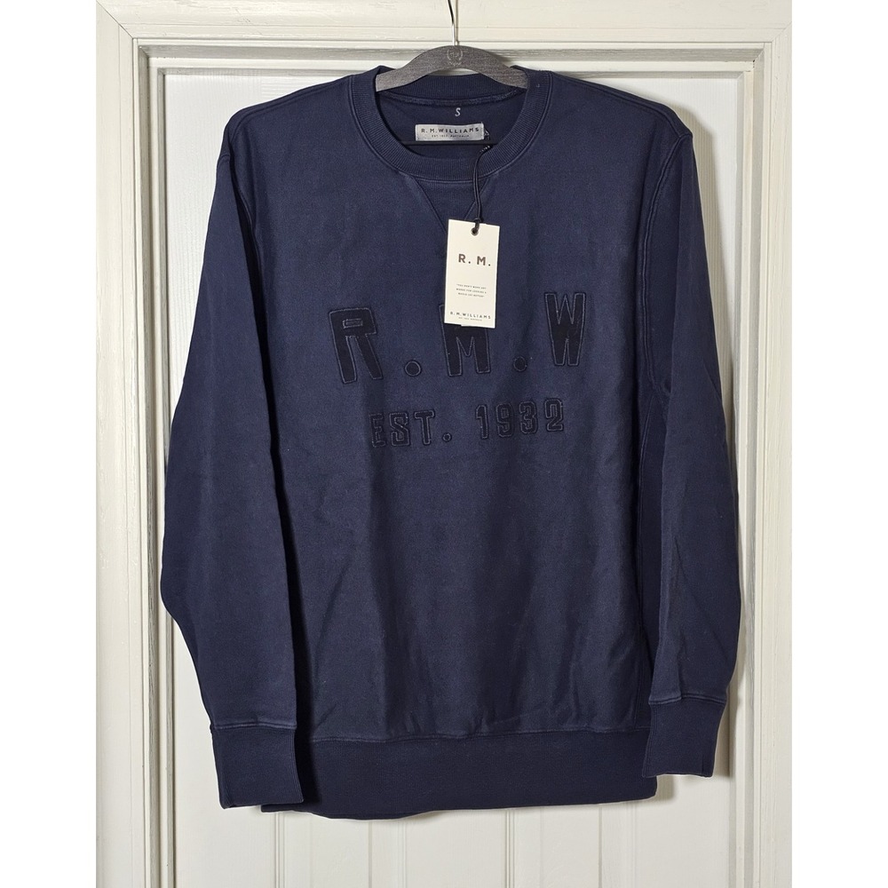 R.M. Williams Stencil‎ Crewneck Sweatshirt Men's Size Large Navy Blue Australia